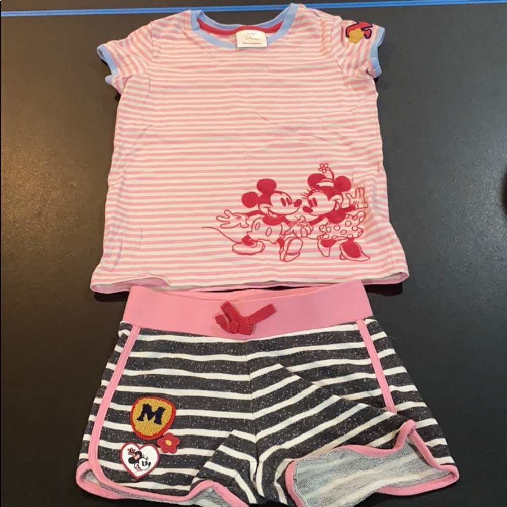 Hanna Andersson Pink Disney Mickey and Minnie Shorts Matching Set
